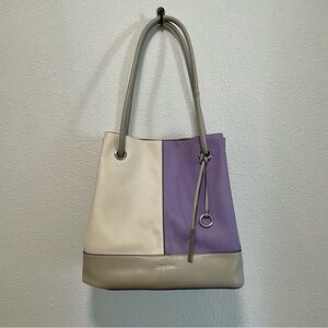 Calvin Klein Gabrianna Purple and White Bubble Lamb Eye Bucket Bag Tote